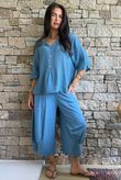 Andi Basket Linen Blend Top Denim